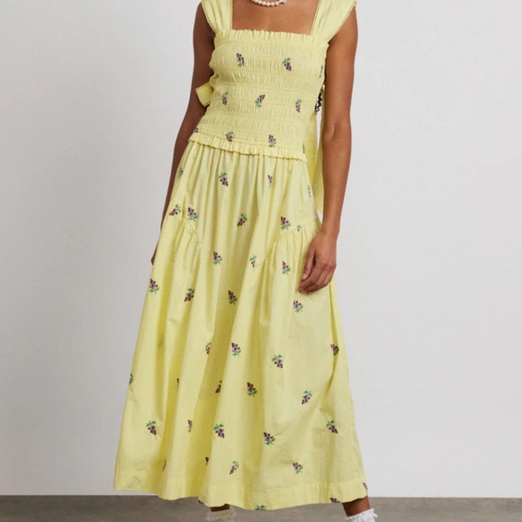 Damson Madder tish poplin midi dress - grape embroidery - Picture 1 of 5